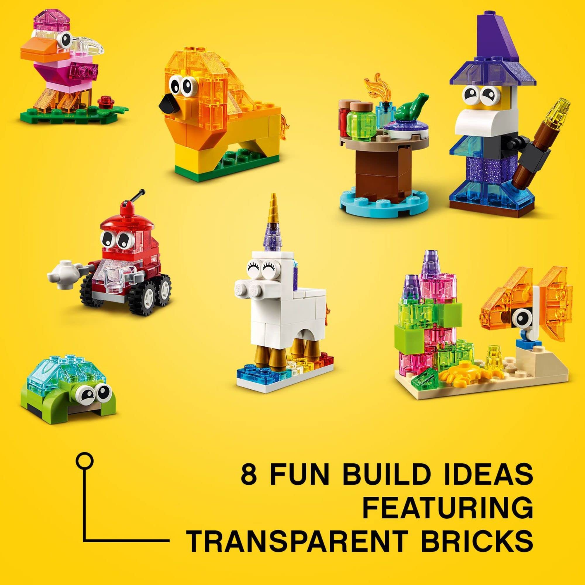 LEGO Classic transparent bricks turtle fosters calm, detailed builds and spatial reasoning.