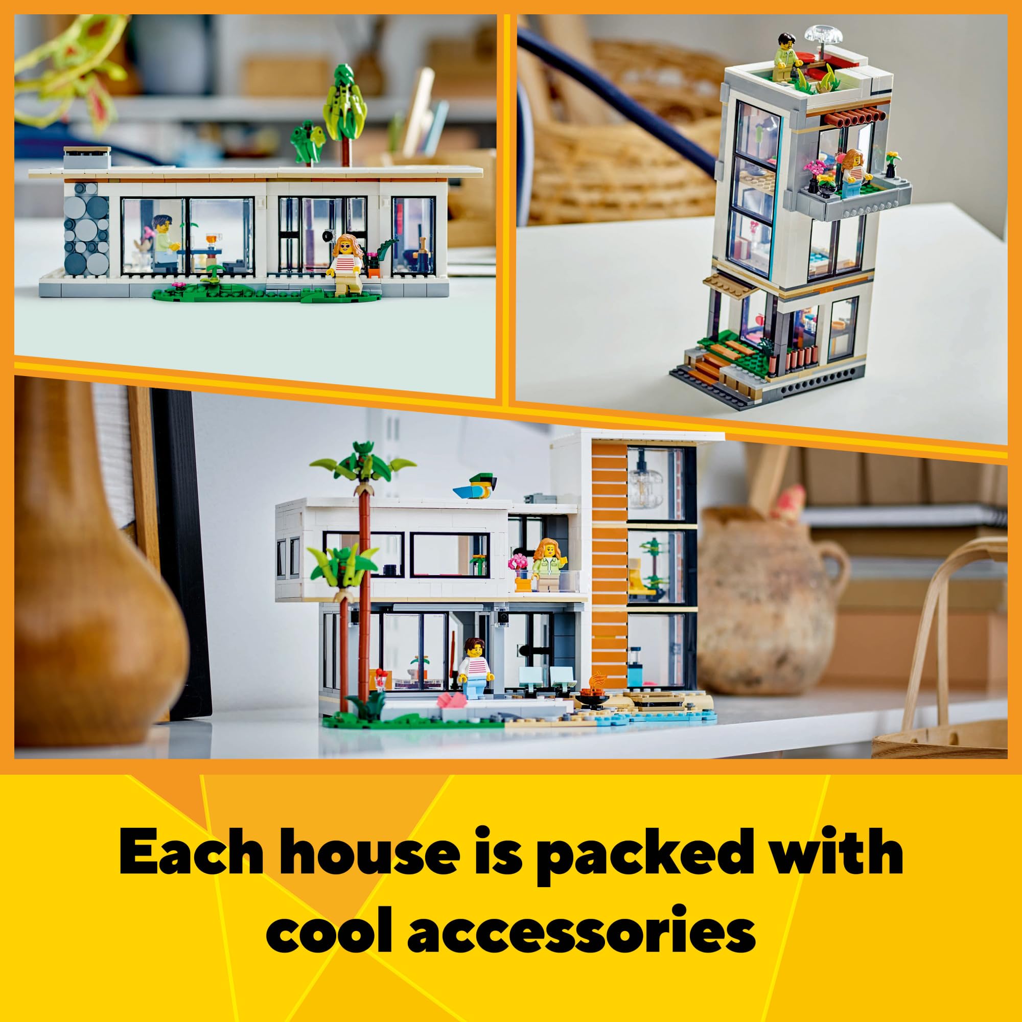 LEGO Creator 3-in-1 City Building rooftop terrace fuels skyline adventures