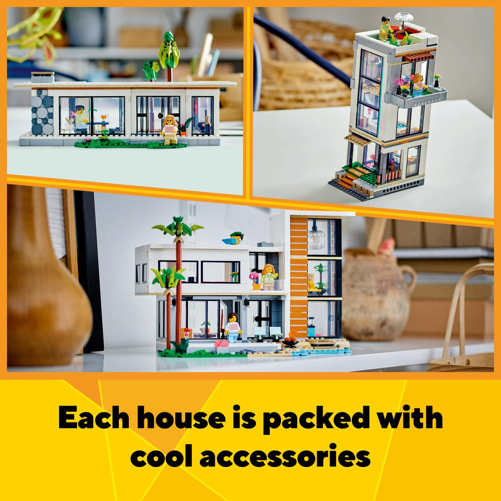 LEGO Creator 3-in-1 City Building rooftop terrace fuels skyline adventures
