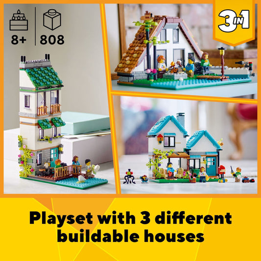 LEGO Creator 3-in-1 Cozy House canal house attic office interior for imaginative storytelling