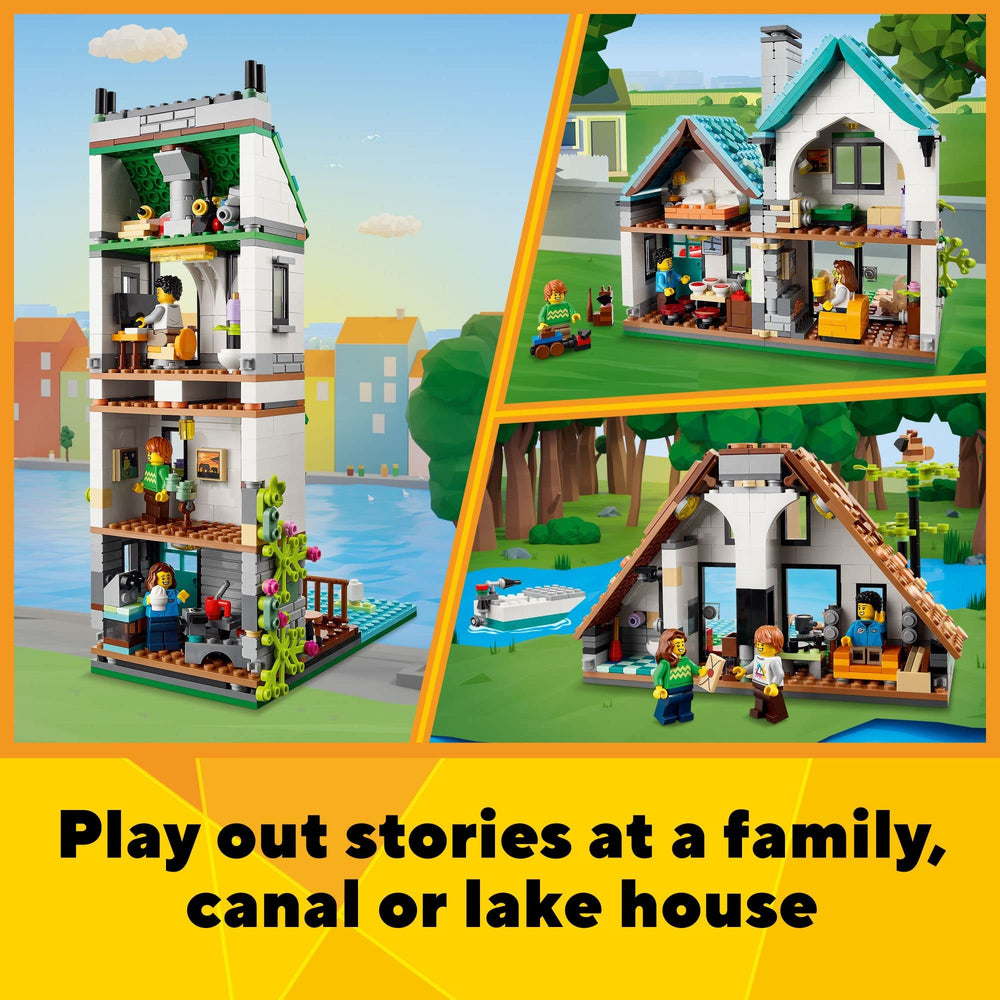 LEGO Creator 3-in-1 Cozy House lakeside boat scene for creative play
