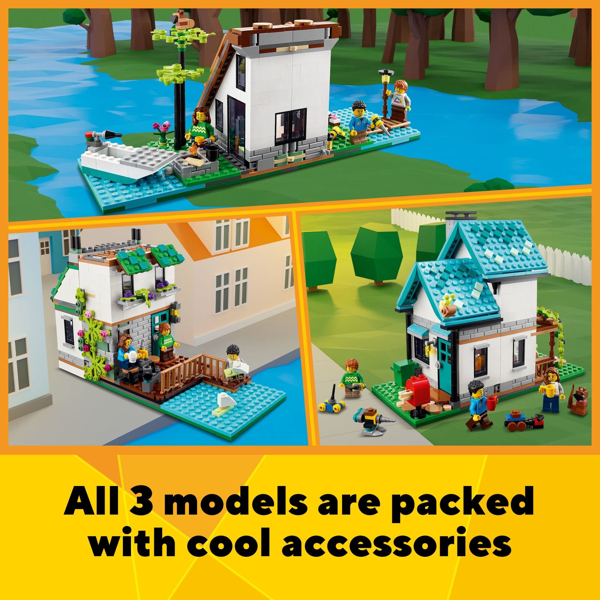 LEGO Creator 3-in-1 Cozy House minifigures clothes swap for varied characters