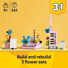 LEGO Creator 3-in-1 Typewriter with Flowers close view of floral accents