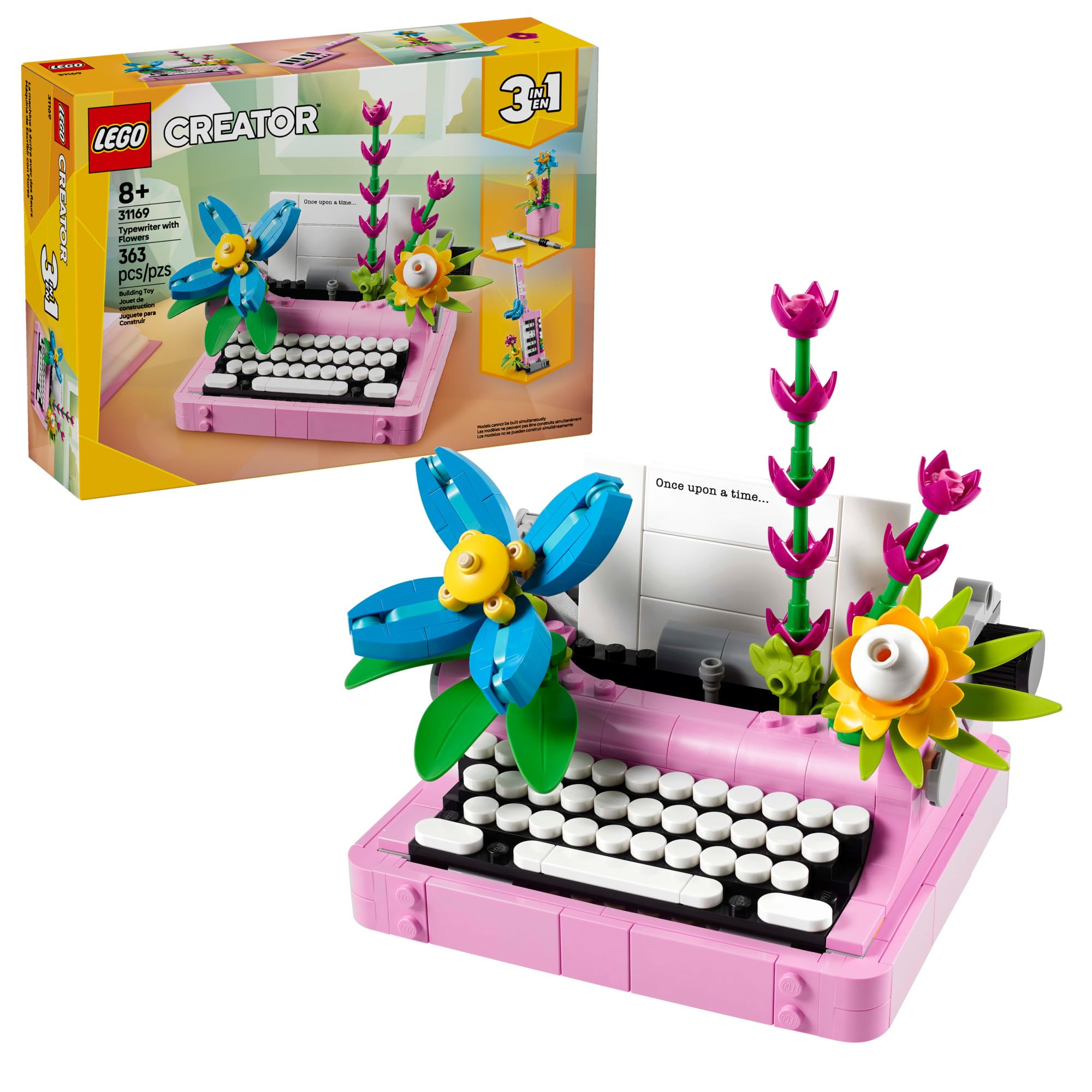 LEGO Creator 3-in-1 Typewriter with Flowers close-up keyboard detail for imaginative play