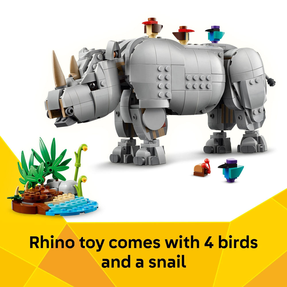 LEGO Creator 3-in-1 hippo figure close-up, poseable joints enable expressive actions.