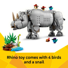 LEGO Creator 3-in-1 hippo figure close-up, poseable joints enable expressive actions.