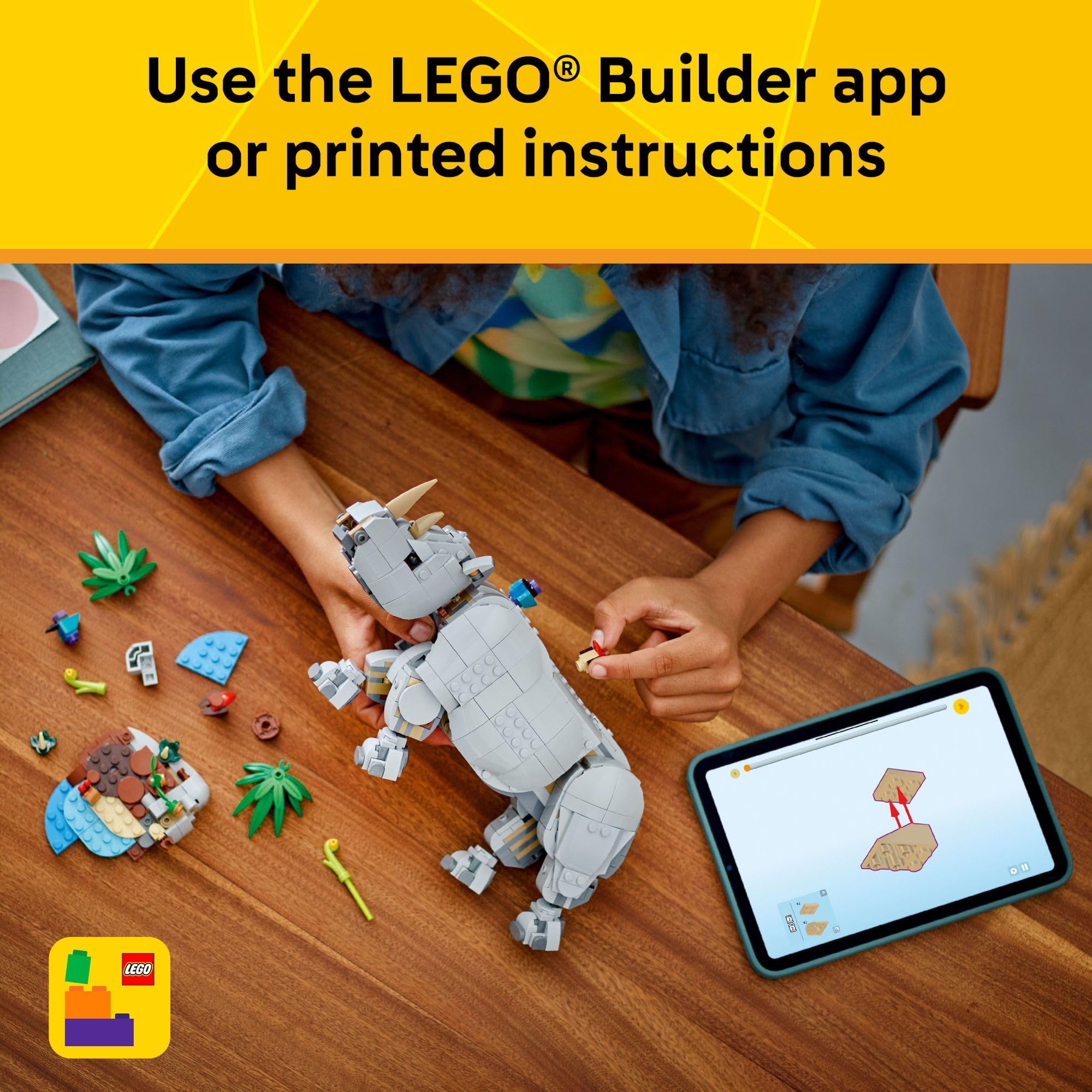 LEGO Creator 3-in-1 walrus figure close-up, fins and movement boost play scenes.