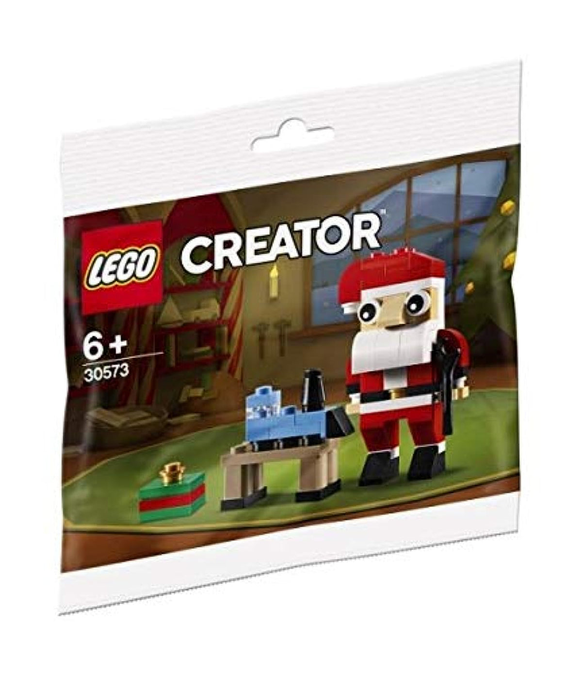 LEGO Creator 30573 Santa Construction Kit front view reveals colorful pieces for festive building fun