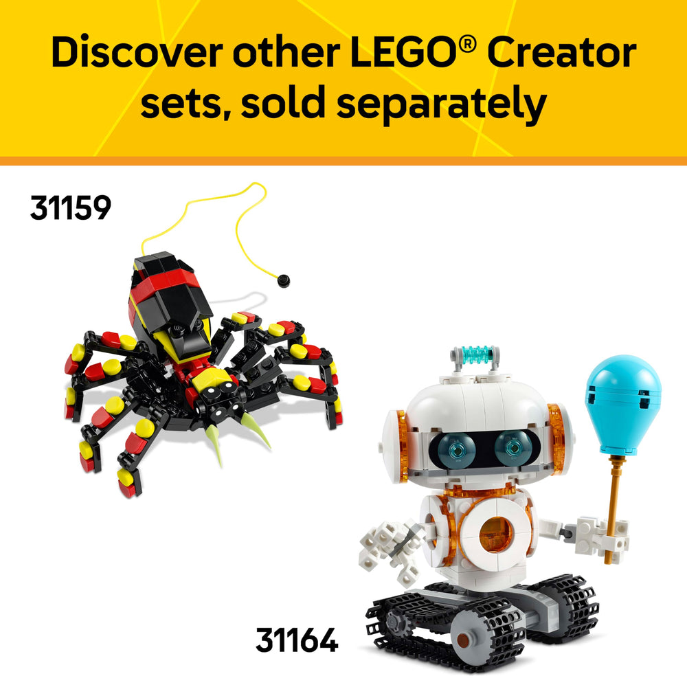 LEGO Creator 3in1 Brick-built stand keeps models organized and ready.