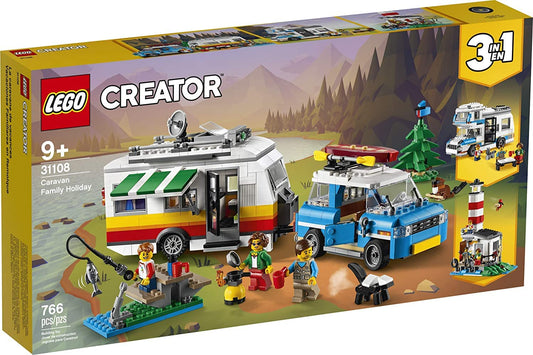 lego creator 3in1 caravan family holiday exterior view promotes imaginative camping play