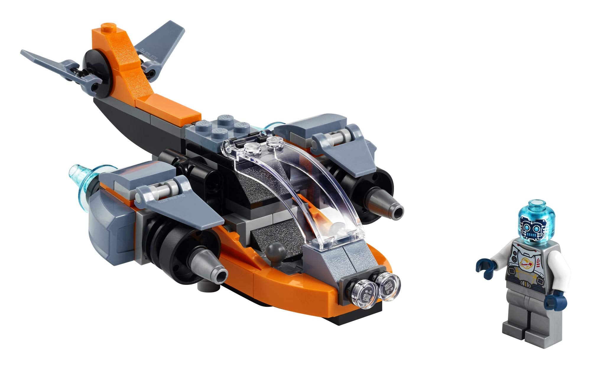 LEGO Creator 3in1 Cyber Drone cockpit proves easy piloting with opening windshield.