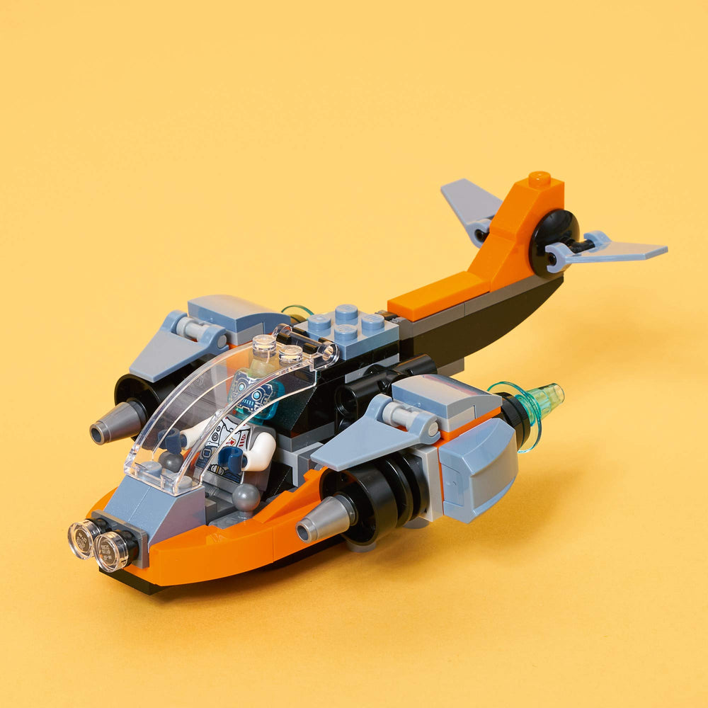 LEGO Creator 3in1 Cyber Scooter model invites quick cross-ground races and stunts.