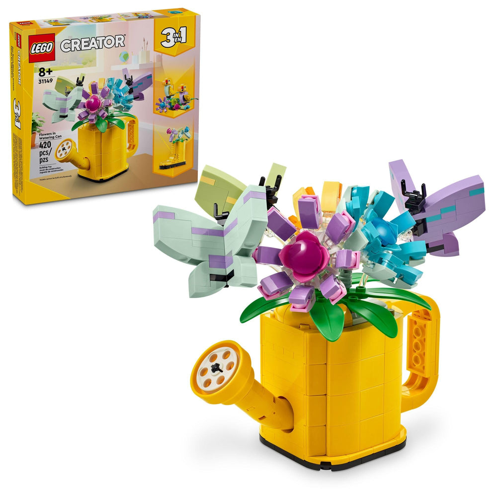 LEGO Creator 3-in-1 Flowers in Watering Can with bright colors for imaginative play