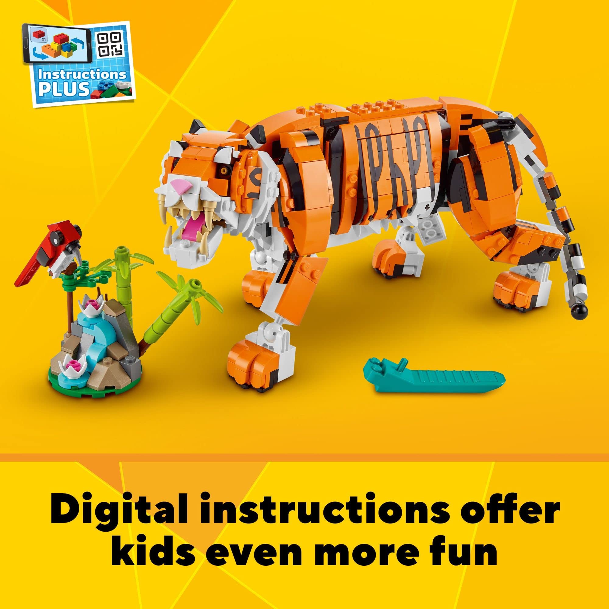 LEGO Creator Majestic Tiger tiger head detail enables expressive posing