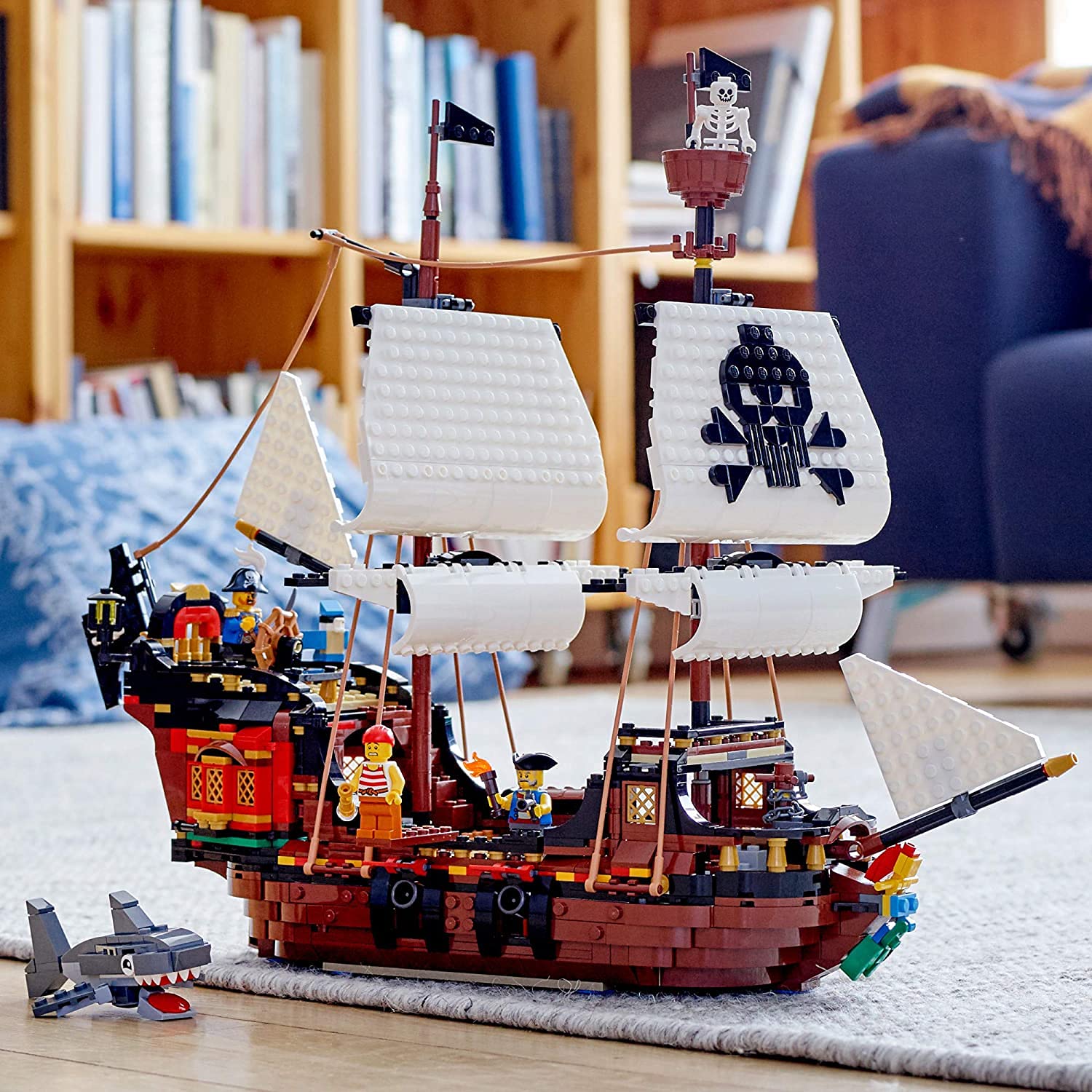 Close-up of rotating cannons on LEGO Pirate Ship for action play
