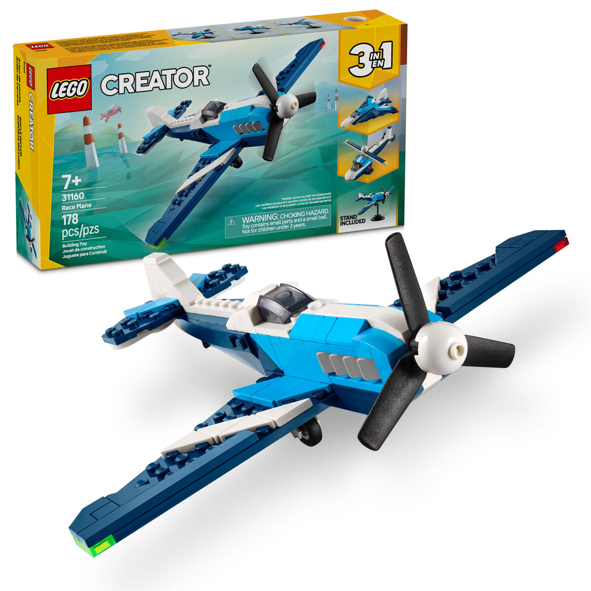 LEGO Creator 3in1 Race Plane front view fuels imaginative play and display.