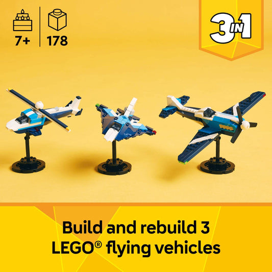 LEGO Creator 3in1 Race Plane side view supports hands-on building and storytelling.