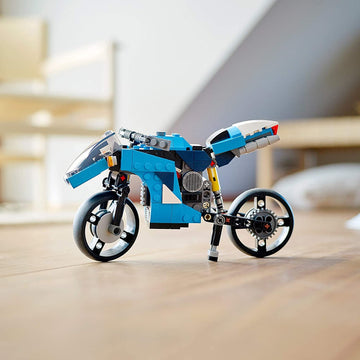 LEGO Creator 3in1 Superbike 31114 236-piece box enables three build options.