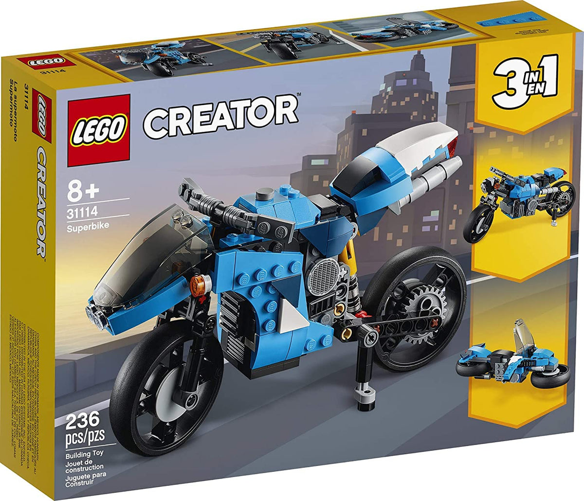 LEGO Creator 3in1 Superbike 31114 modern bike model for fast, imaginative play.