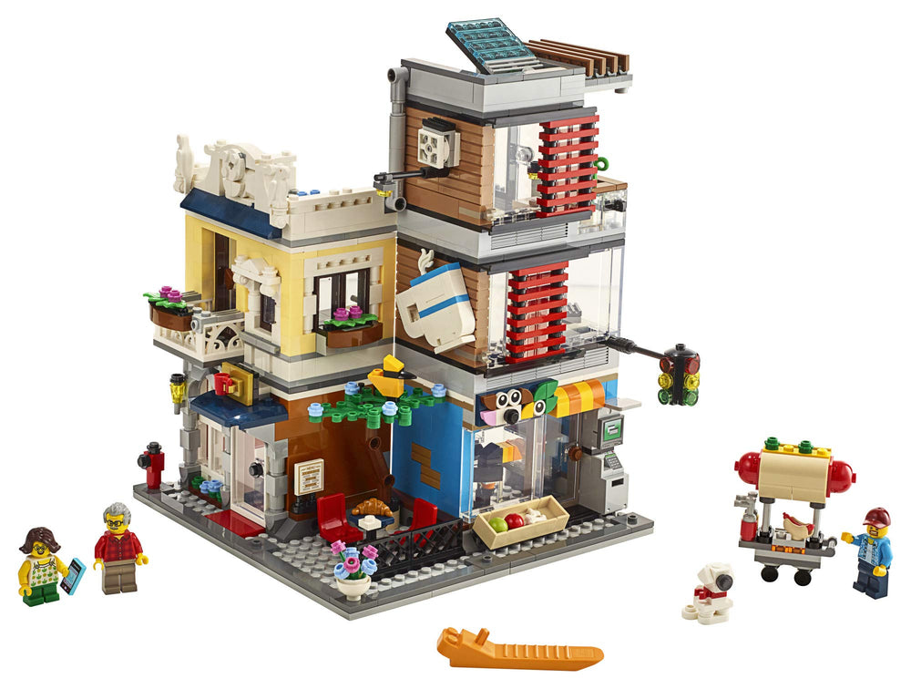 LEGO Creator 3-in-1 Townhouse cafe interior scene with cozy dining area