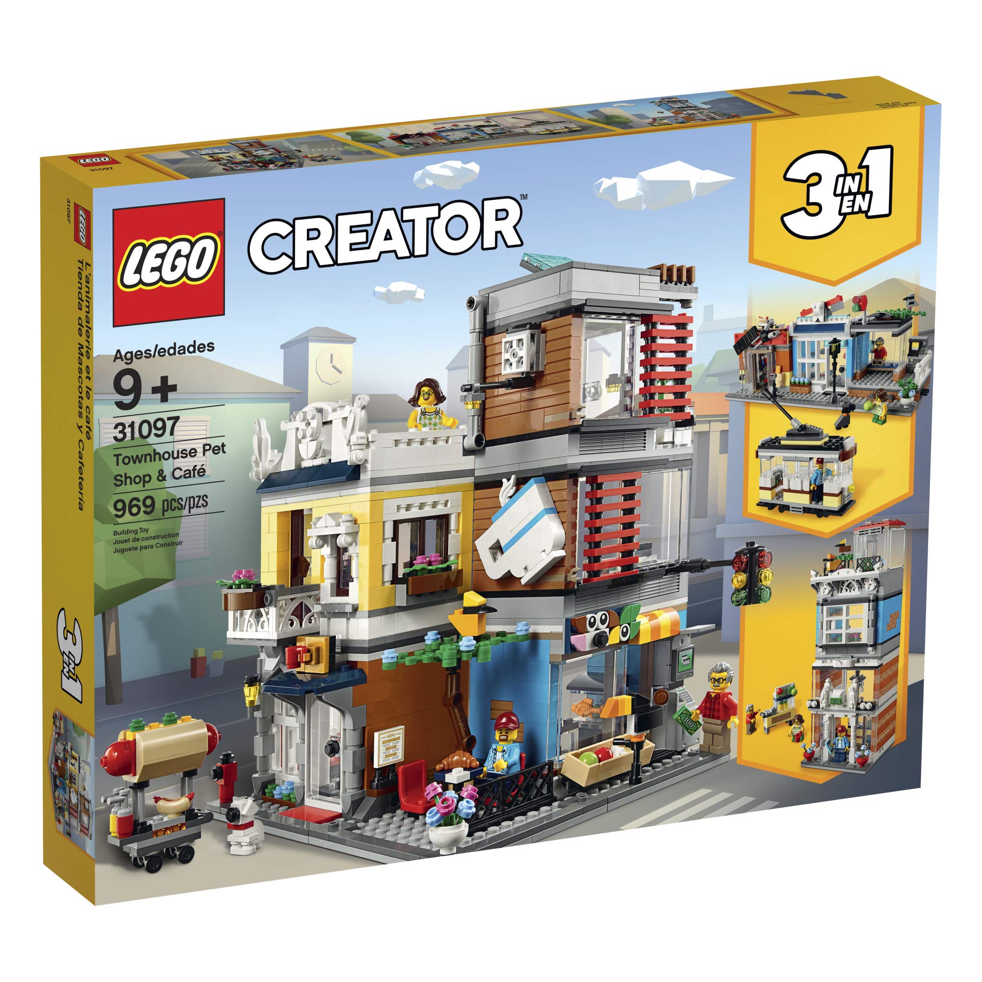 LEGO Creator 3-in-1 Townhouse pet shop interior with animal figures