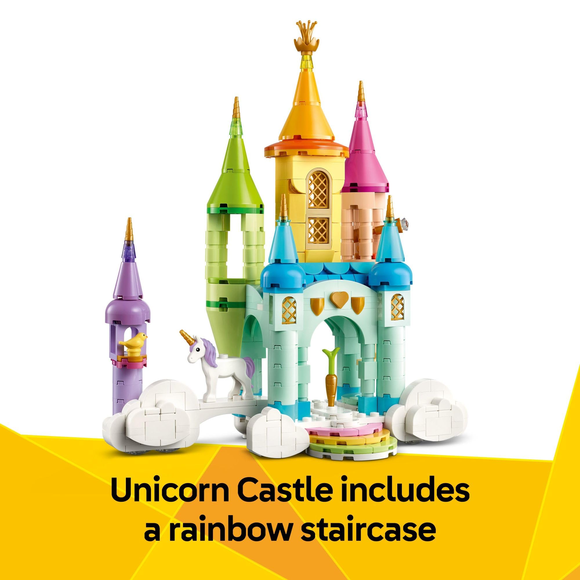 LEGO Creator 3-in-1 Unicorn bird house and bird accessory for storytelling.