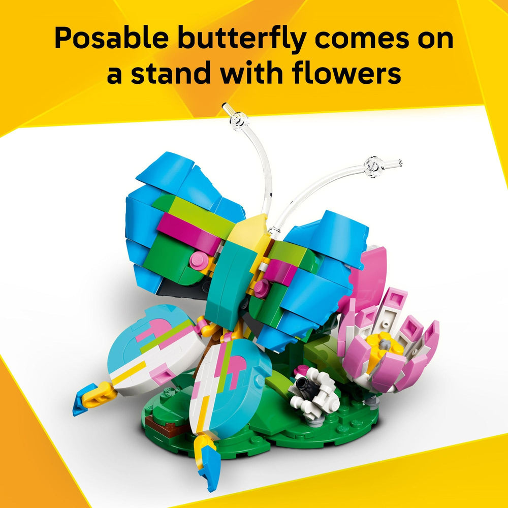 Butterfly on stand with flowers from LEGO Creator 3-in-1 Wild Animals for decor and pretend play