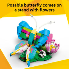 Butterfly on stand with flowers from LEGO Creator 3-in-1 Wild Animals for decor and pretend play