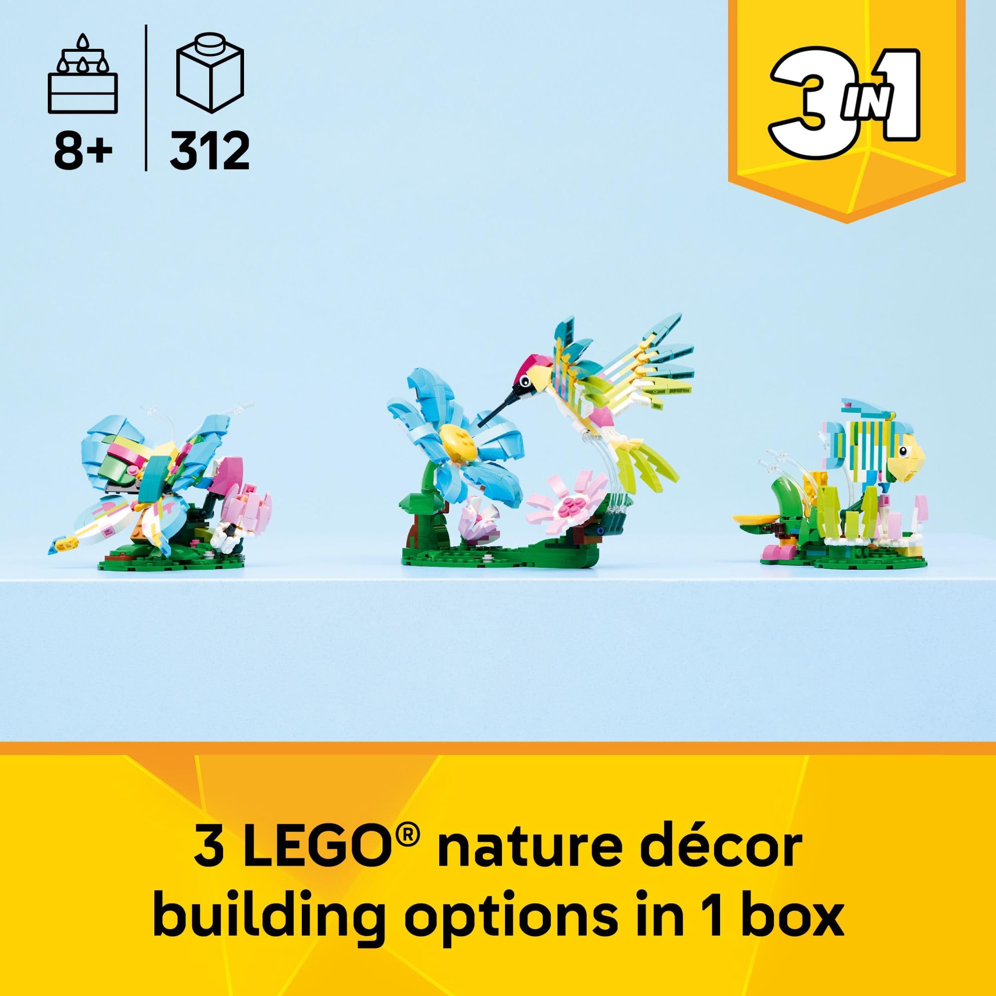 LEGO Creator 3-in-1 Wild Animals butterfly on a stand with flowers for imaginative play