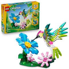 LEGO Creator 3-in-1 Wild Animals hummingbird on a stand with flowers for display and imaginative play