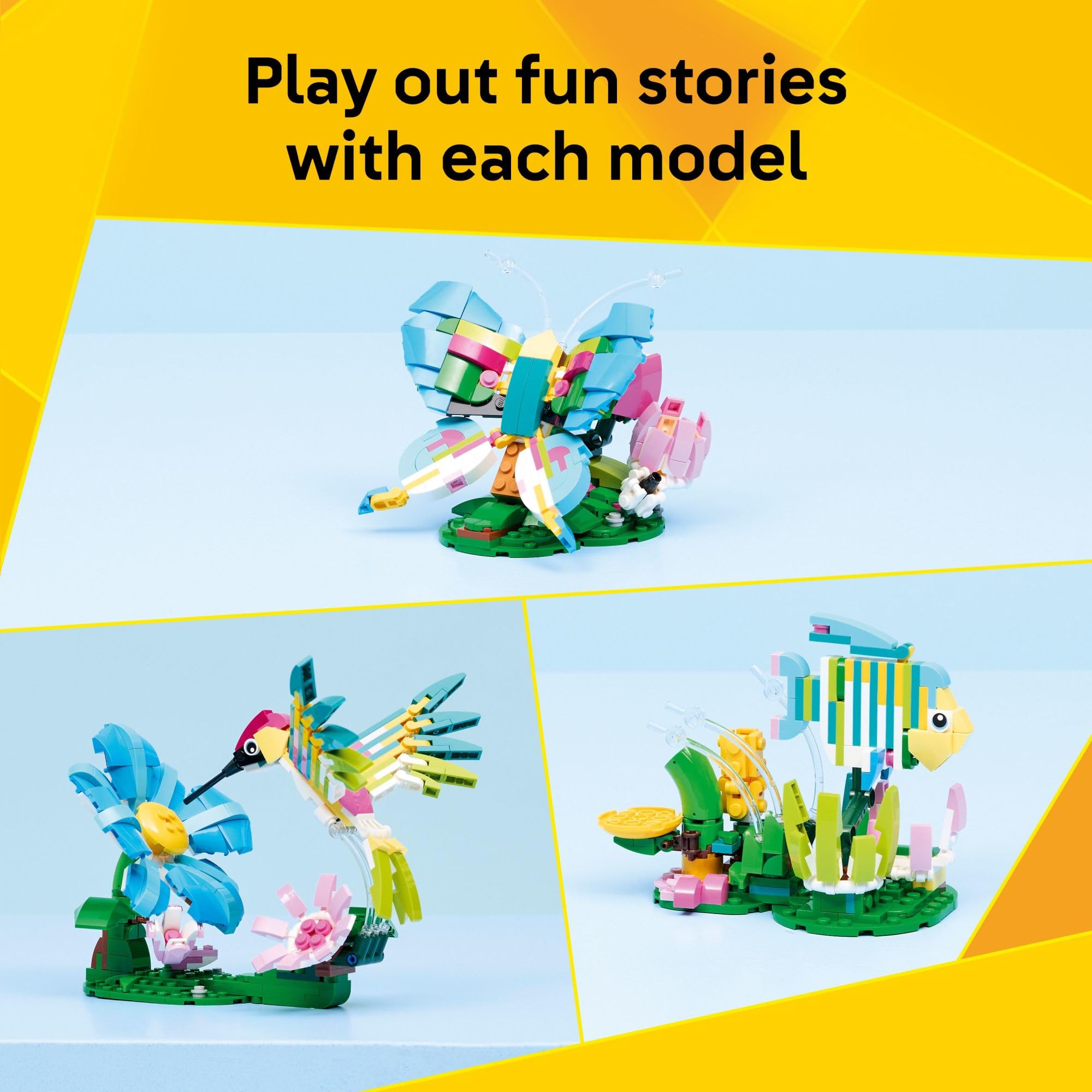 LEGO Creator 3-in-1 Wild Animals tropical fish on a stand with underwater plants for storytelling
