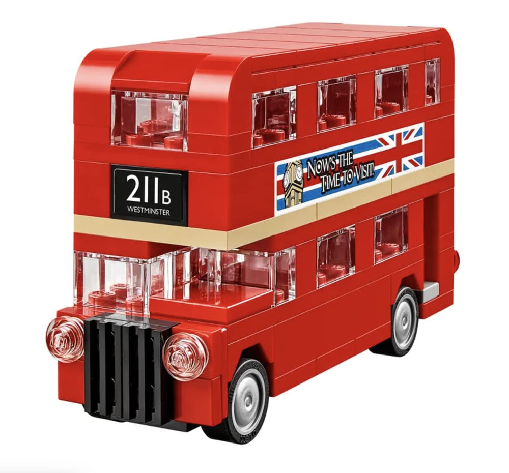 LEGO Double Decker London Bus wheels in motion for dynamic play