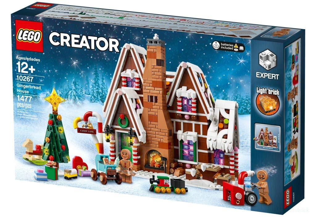 LEGO Creator Expert Gingerbread House roof with frosted candy buttons for festive display.