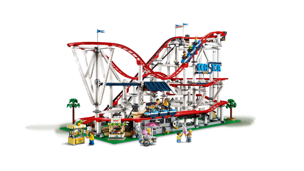 LEGO Creator Expert Roller Coaster 10261 measures over 20 in tall for an impressive display