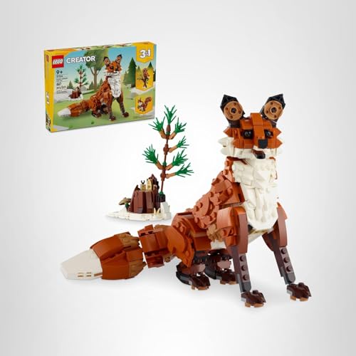 LEGO Creator 3in1 Forest Animals 31154 shelf-ready display setup with three characters.
