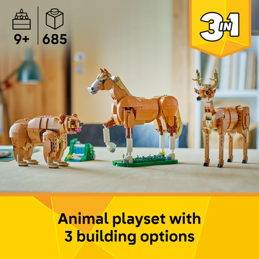 LEGO Creator horse posed on a stand shows lifelike articulation