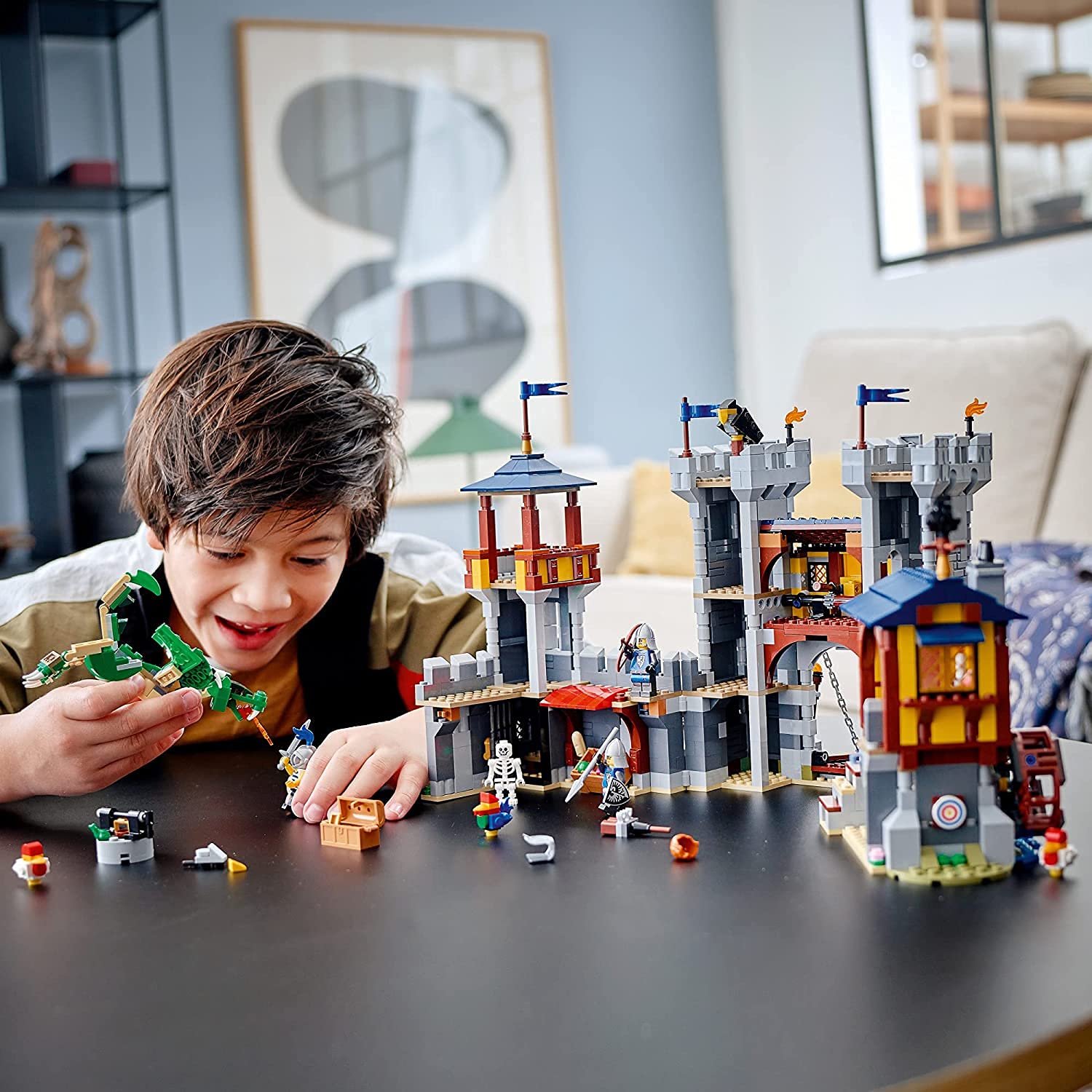 LEGO Creator Medieval Castle back-hinged access design enables easy interior access for imagination.