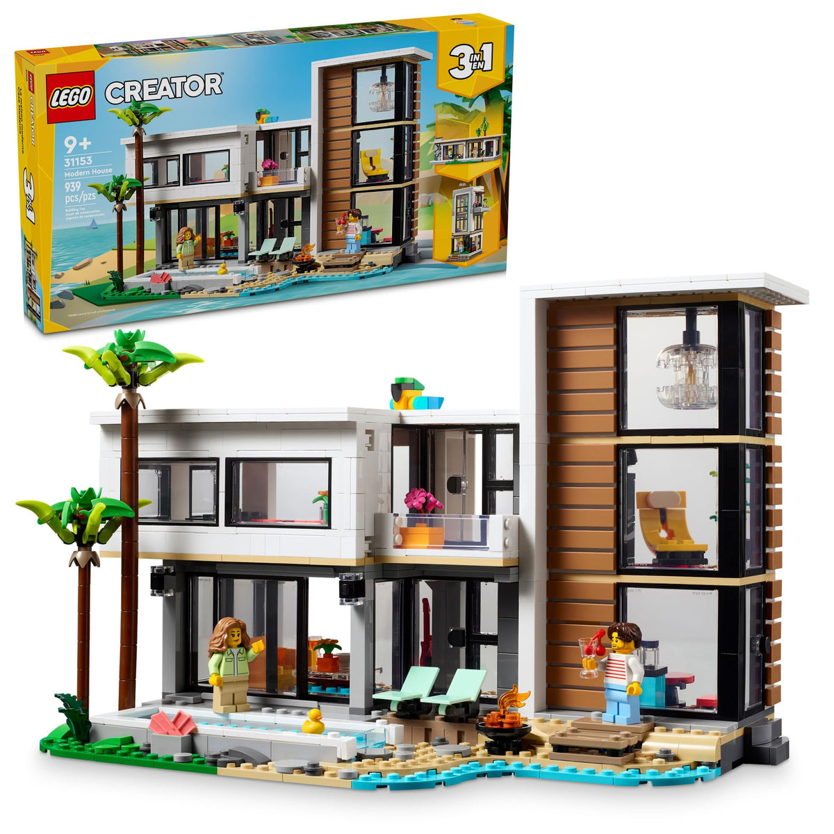 LEGO Creator Modern House beach scene with palm trees inspires seaside imaginative play
