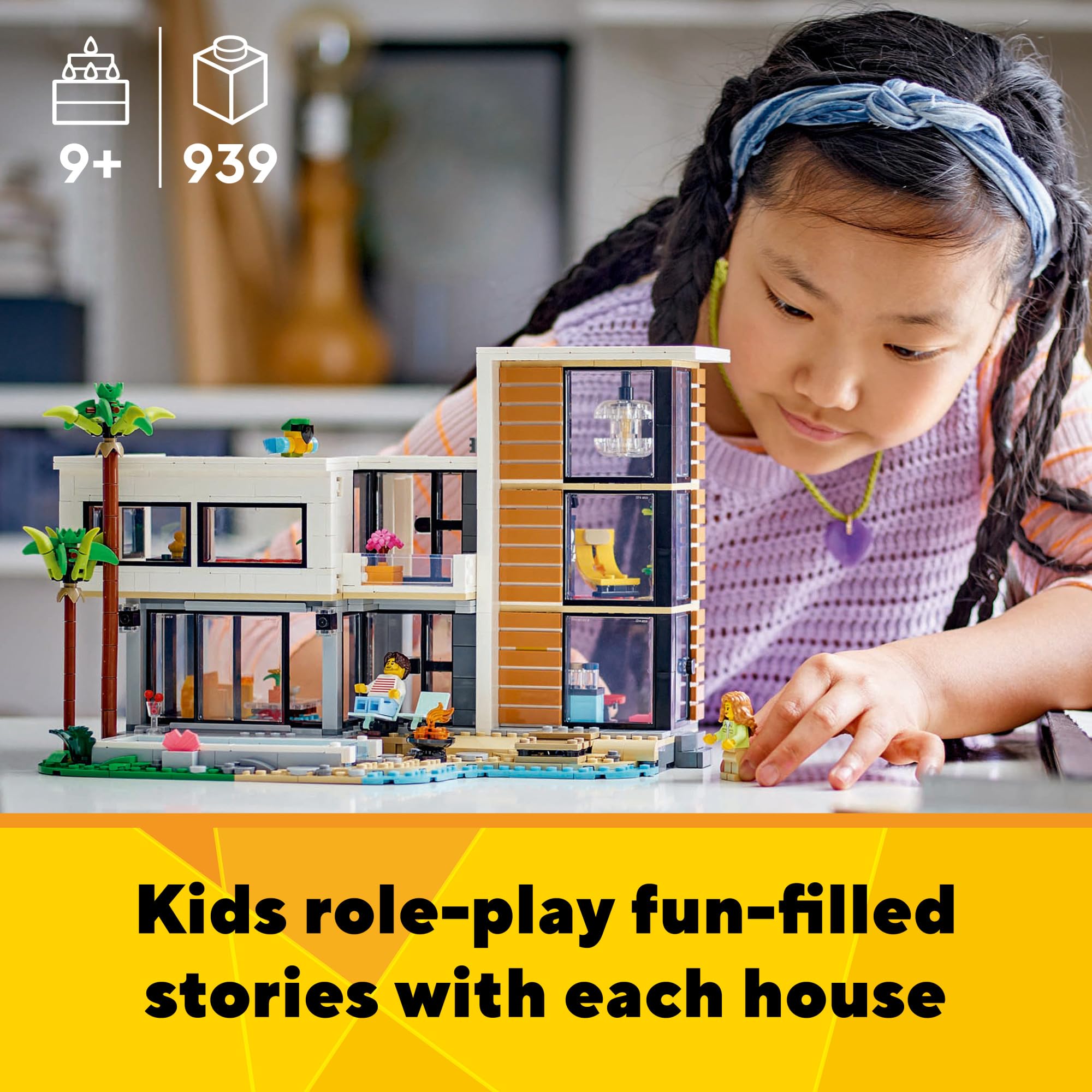 LEGO Creator Modern House bedroom and reading room invites cozy storytelling moments