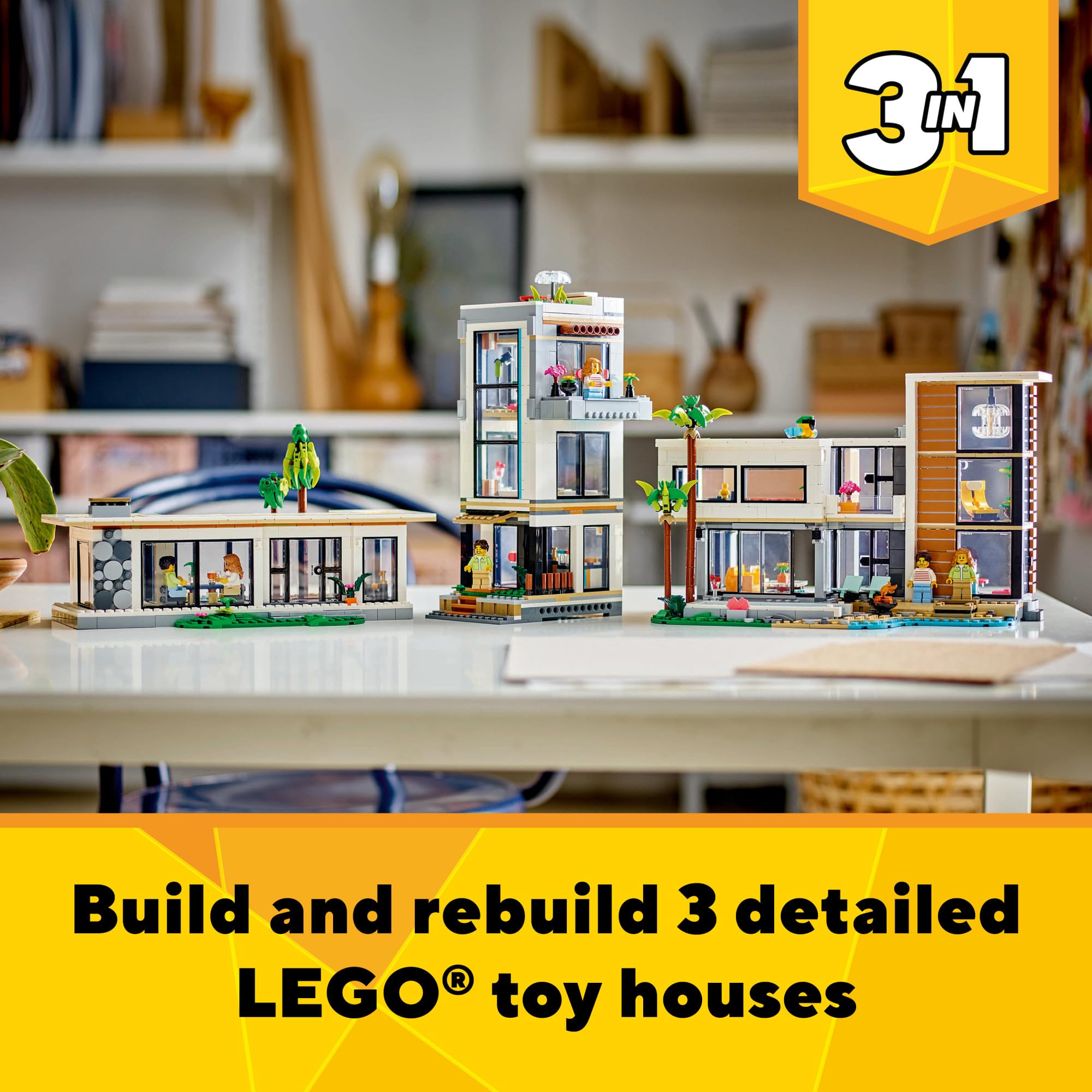 LEGO Creator Modern House kitchen and living area invites everyday pretend play