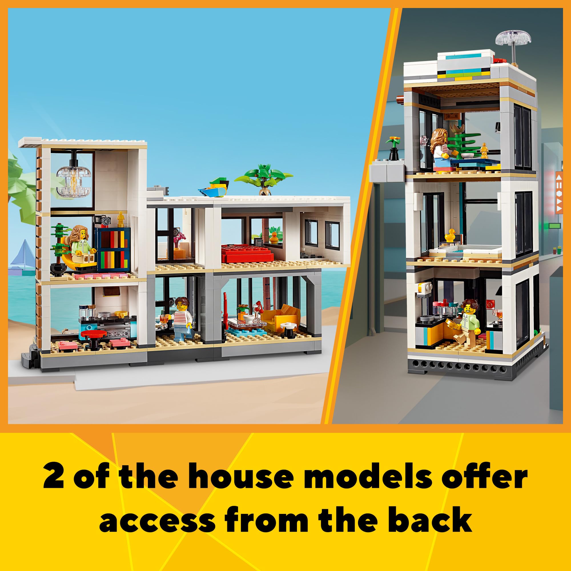 LEGO Creator Modern House pool area supports water-themed pretend play