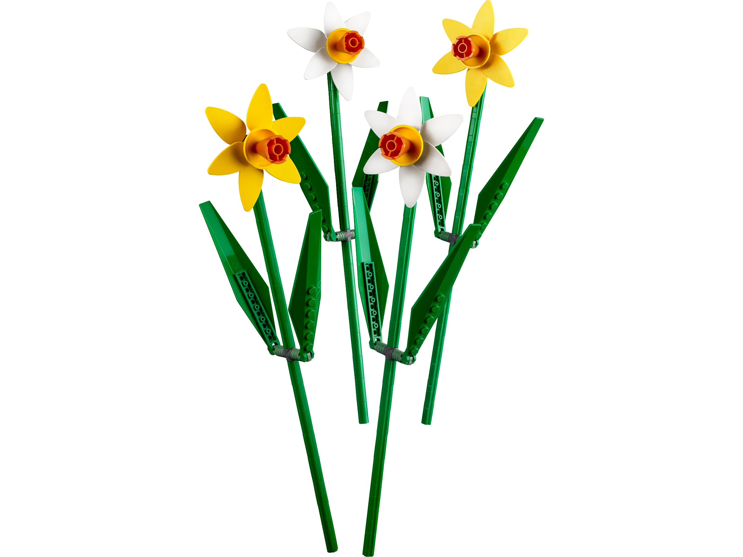 LEGO Daffodils from the Botanical Collection 40646 showcase vibrant flowers for desk display.