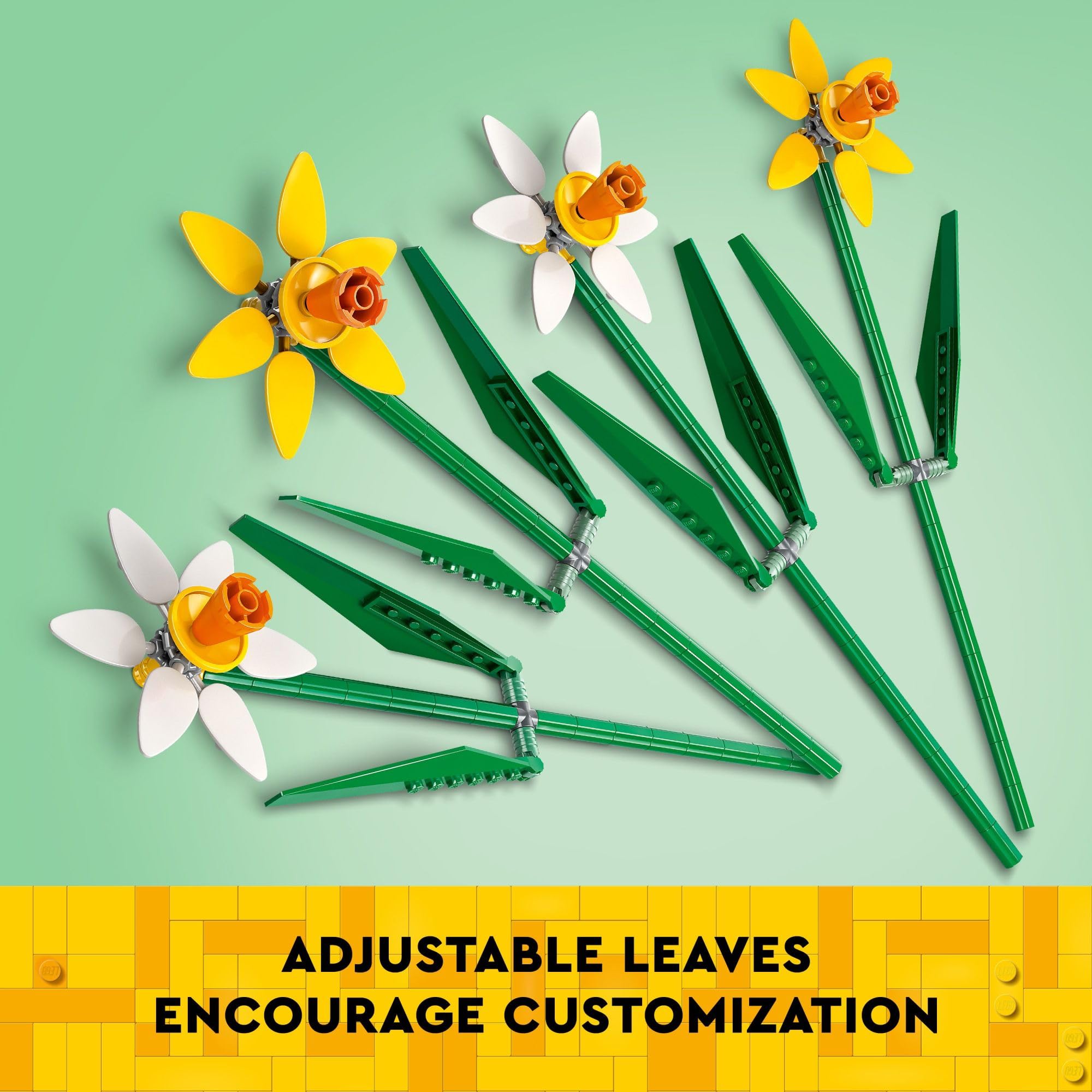 LEGO Daffodils displayed on a shelf to refresh room ambience