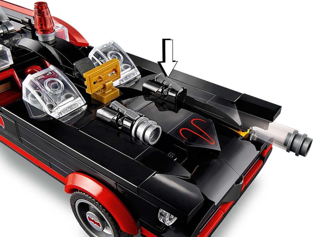 LEGO Batman Batmobile 76188 display-ready setup for shelf showcase.