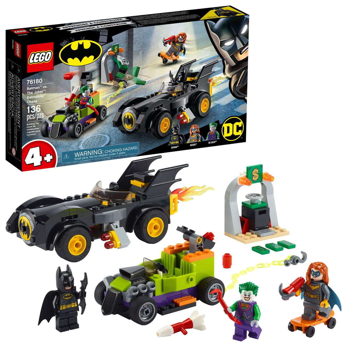LEGO DC Batman Batmobile Chase front view for imaginative play
