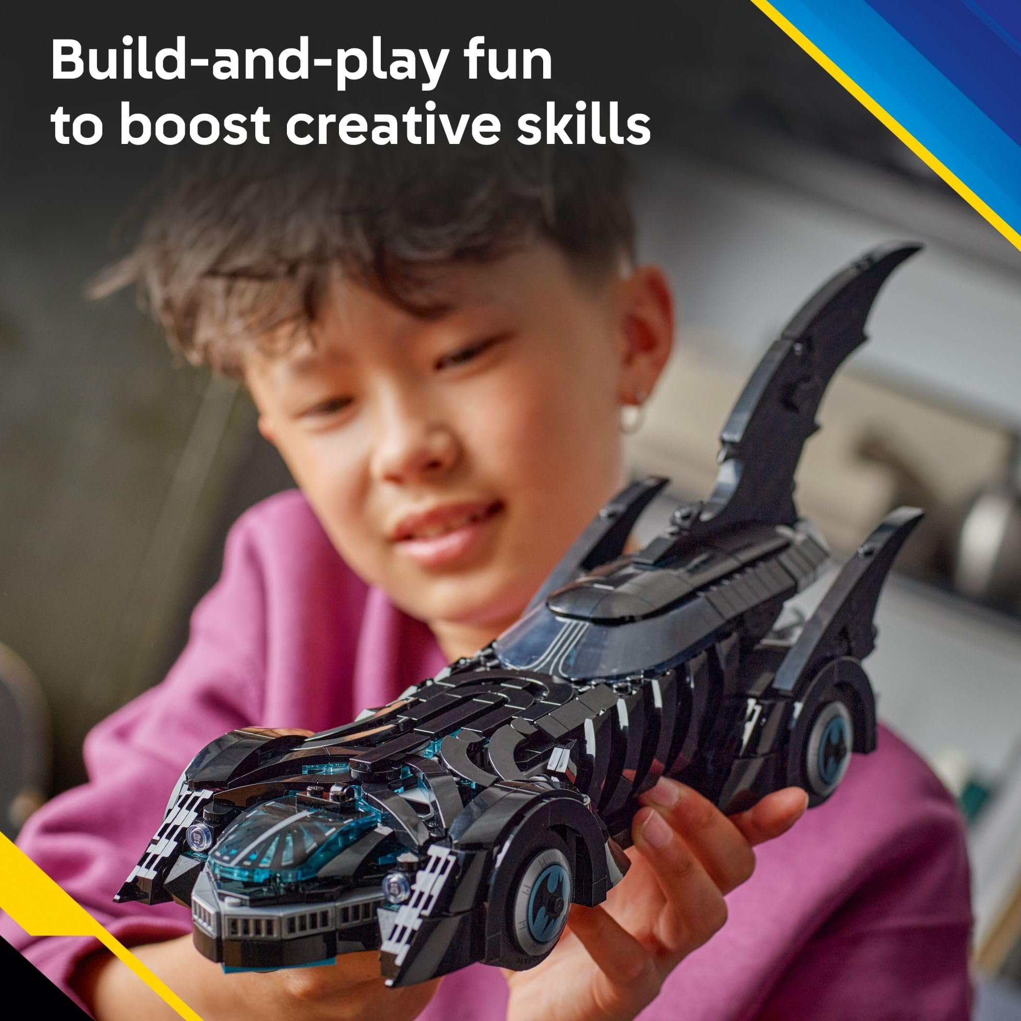 LEGO Batman Forever Batmobile minifigure included for authentic storytelling and scenes.