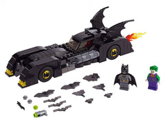 LEGO DC Batman Batmobile with Joker stud shooter fuels battle scenes.