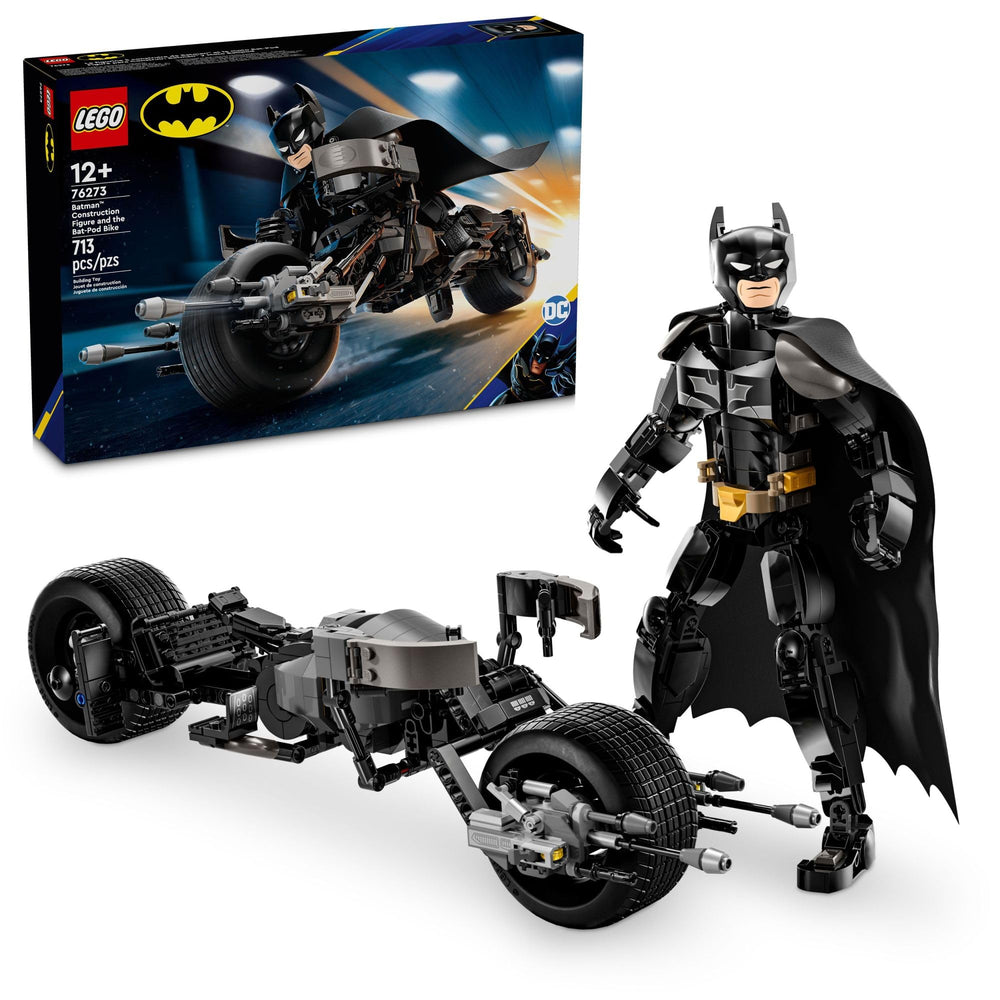 LEGO DC Batman construction figure and Bat-Pod bike ready for display and imaginative play.