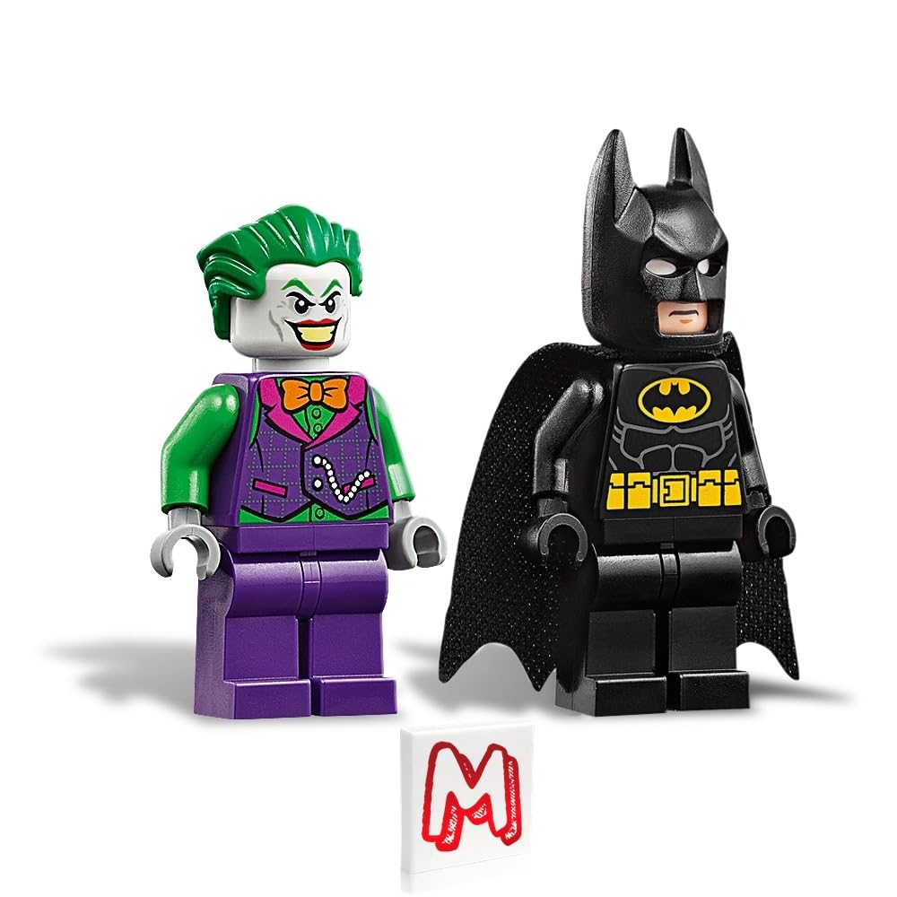 LEGO Batman and Joker minifigs in closeup for detailed display.