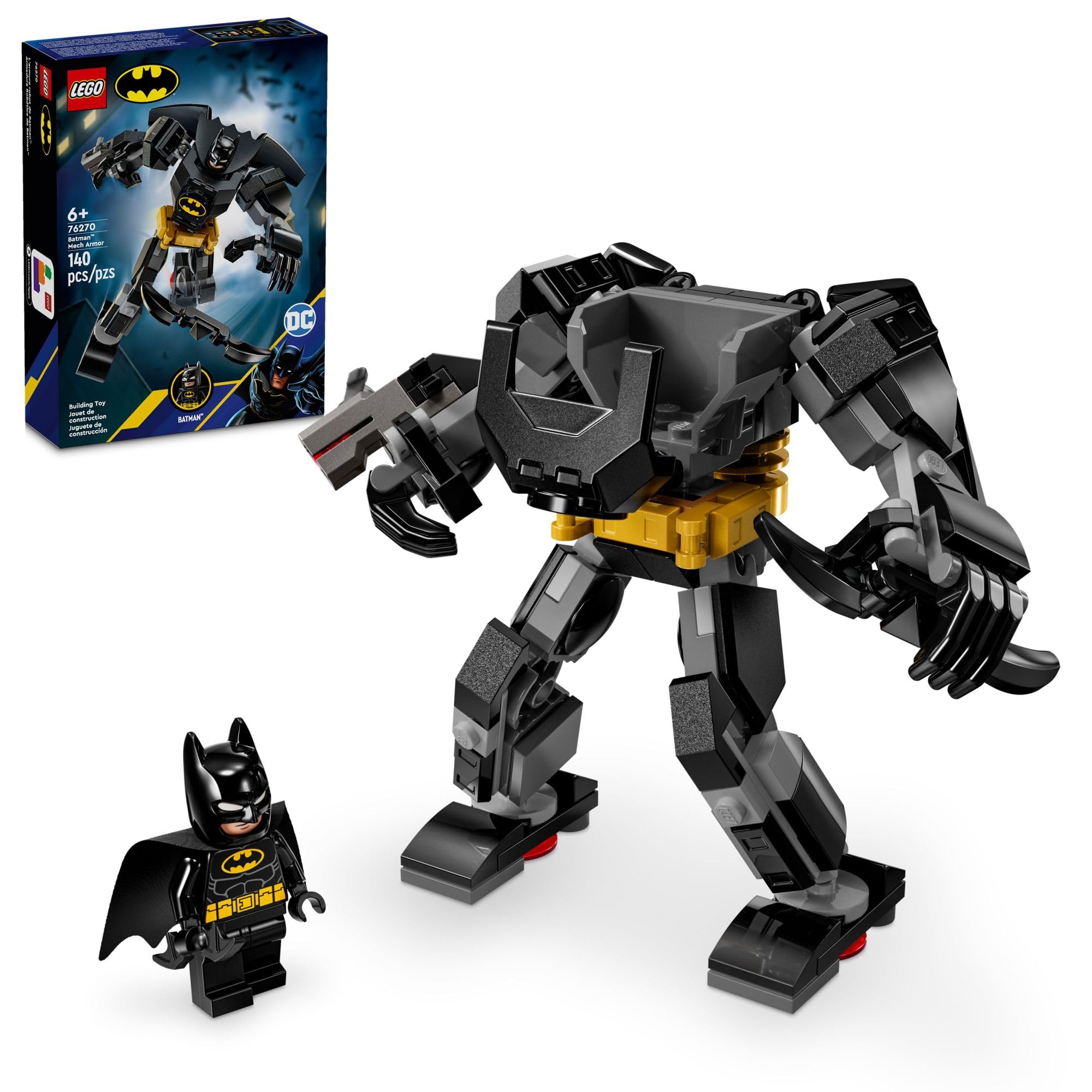 LEGO DC Batman Mech Armor figure with movable joints for dynamic action.